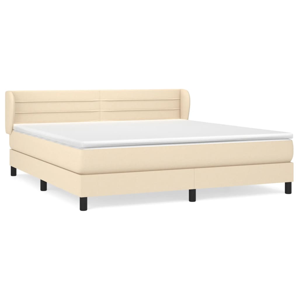 Giroletto a Molle con Materasso Crema 160x200 cm in Tessuto | homemem39