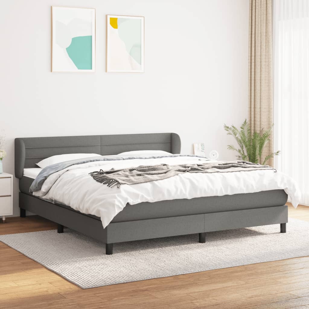Giroletto a Molle con Materasso Grigio Scuro 180x200 cm Tessuto | homemem39
