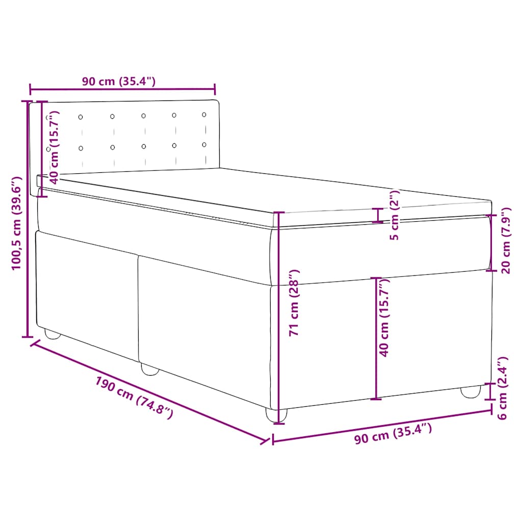 Giroletto a Molle con Materasso Marrone Scuro 80x200 cm Tessuto