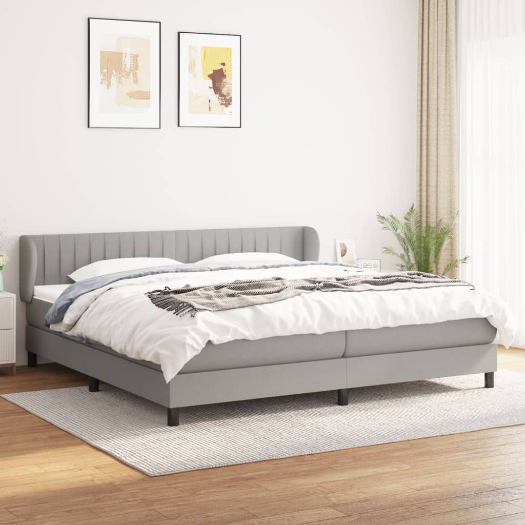Giroletto a Molle con Materasso Grigio Chiaro 200x200cm Tessuto | homemem39