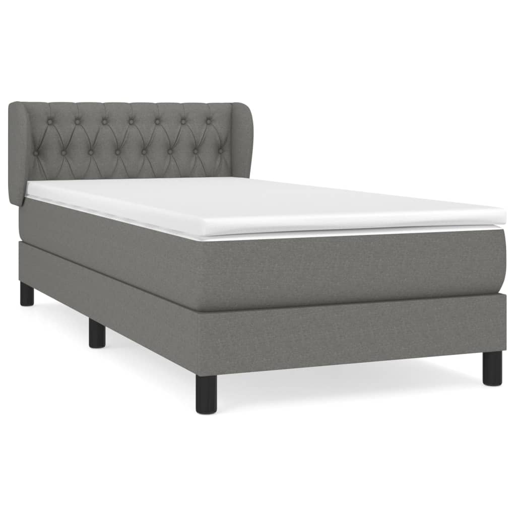 Giroletto a Molle con Materasso Grigio Scuro 90x190 cm Tessuto | homemem39