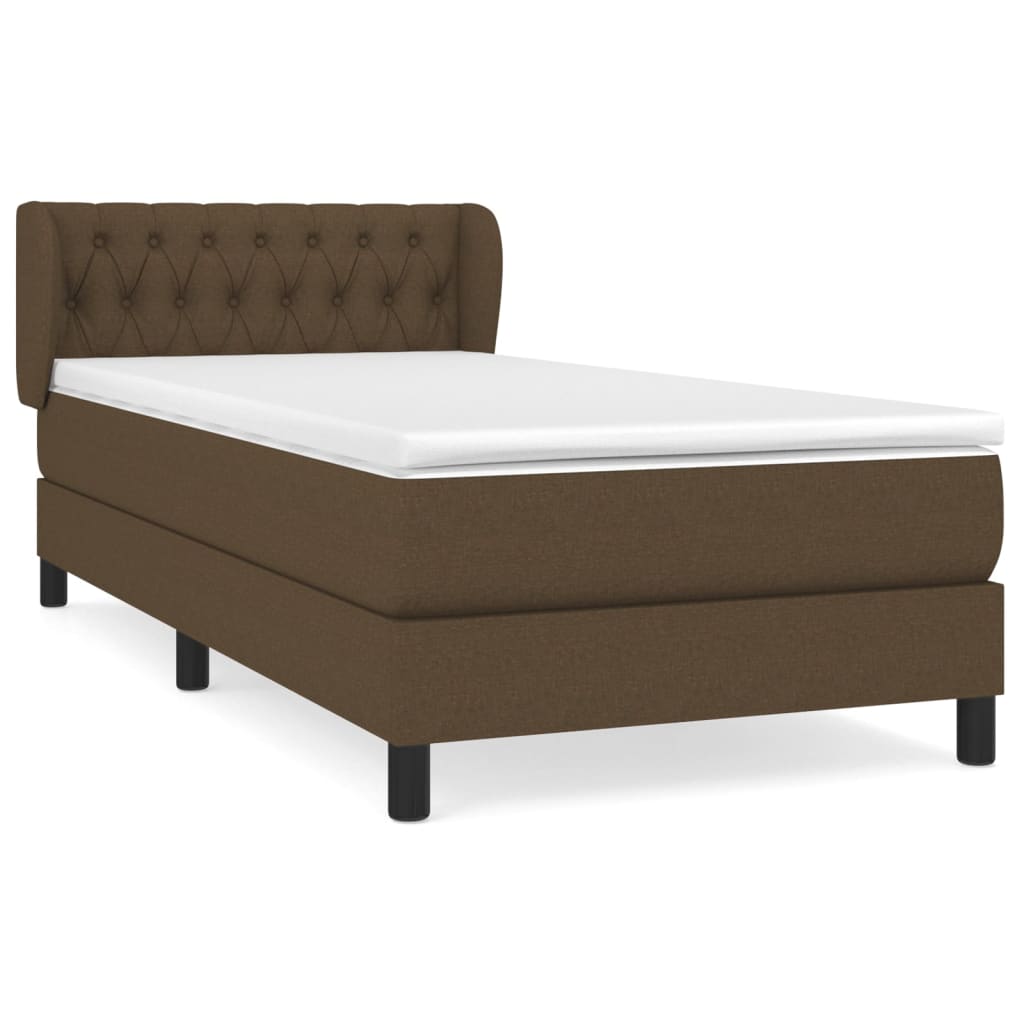 Giroletto a Molle con Materasso Marrone Scuro 90x190cm Tessuto | homemem39