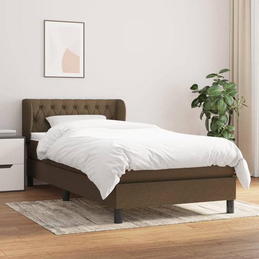 Giroletto a Molle con Materasso Marrone Scuro 90x200 cm Tessuto | homemem39