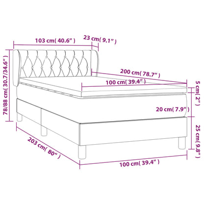 Giroletto a Molle con Materasso Grigio Scuro 100x200 cm Tessuto | homemem39