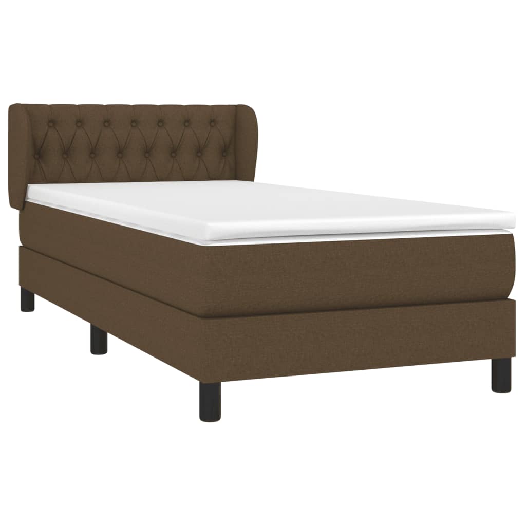 Giroletto a Molle con Materasso Marrone Scuro 100x200cm Tessuto | homemem39
