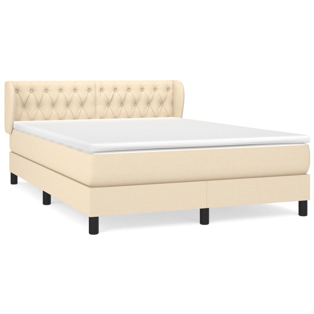 Giroletto a Molle con Materasso Crema 140x19 cm in Tessuto | homemem39