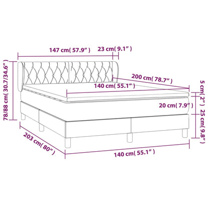 Giroletto a Molle con Materasso Nero 140x200 cm in Tessuto | homemem39
