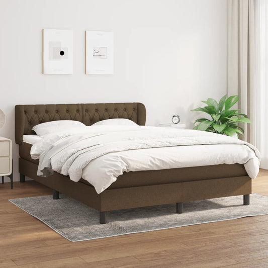 Giroletto a Molle con Materasso Marrone Scuro 140x200cm Tessuto | homemem39