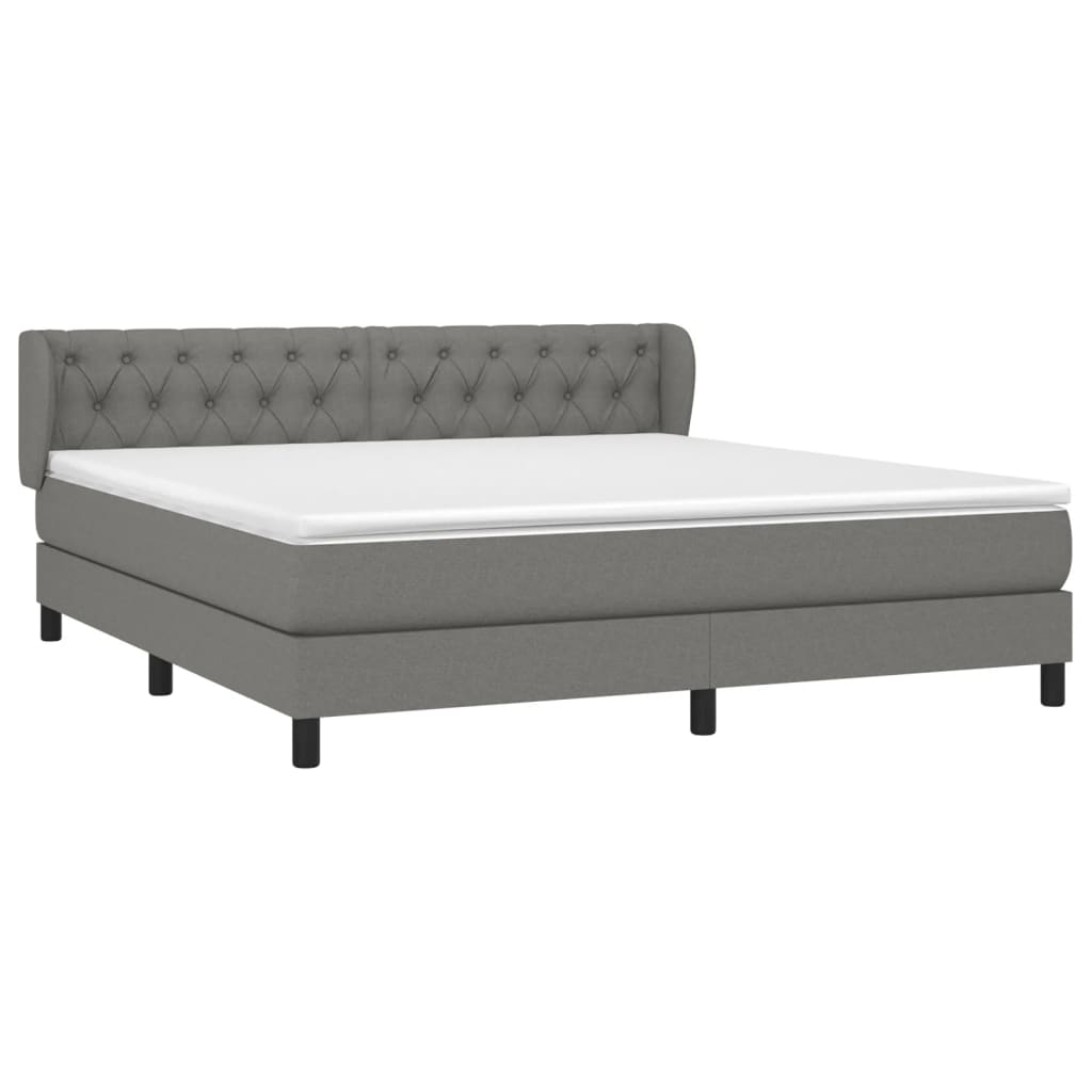 Giroletto a Molle con Materasso Grigio Scuro 160x200 cm Tessuto | homemem39