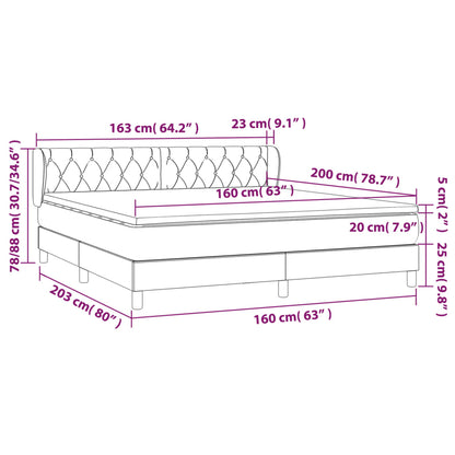 Giroletto a Molle con Materasso Tortora 160x200 cm in Tessuto | homemem39