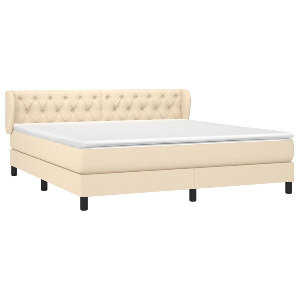 Giroletto a Molle con Materasso Crema 160x200 cm in Tessuto
