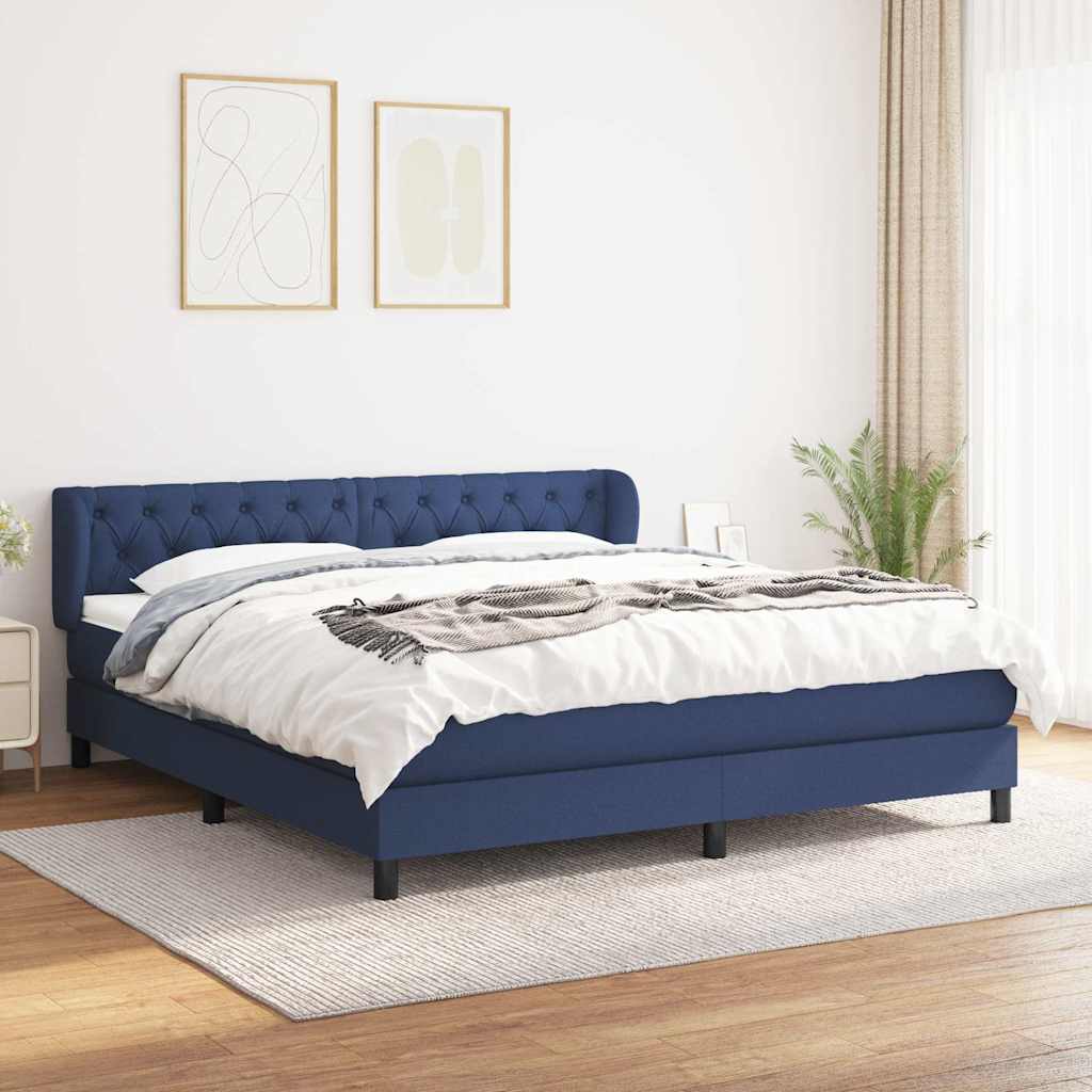 Giroletto a Molle con Materasso Blu 160x200 cm in Tessuto