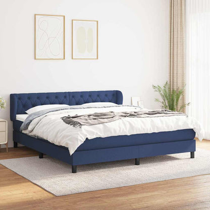 Giroletto a Molle con Materasso Blu 160x200 cm in Tessuto