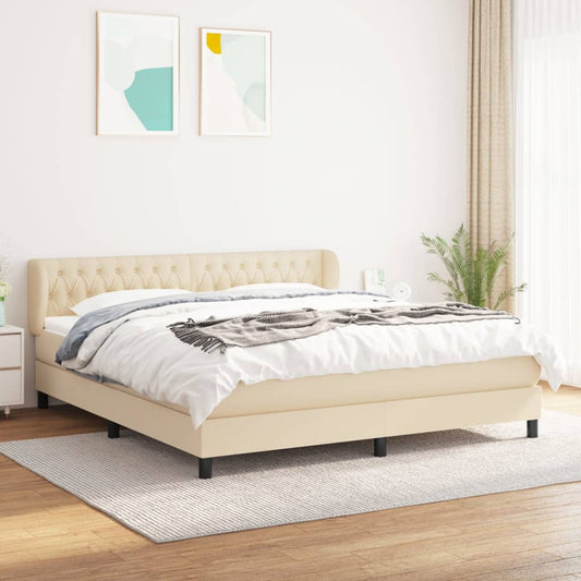 Giroletto a Molle con Materasso Crema 180x200 cm in Tessuto | homemem39