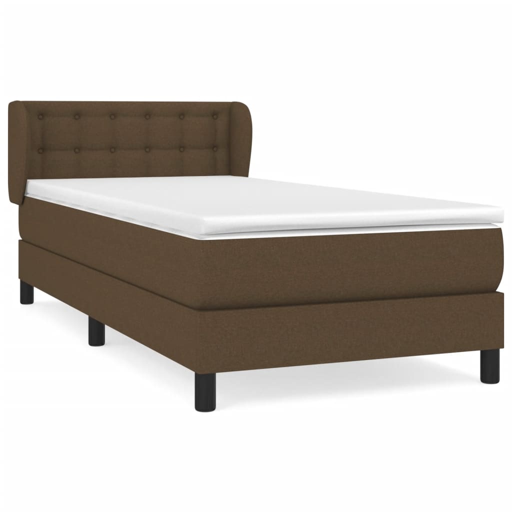 Giroletto a Molle con Materasso Marrone Scuro 90x200 cm Tessuto | homemem39
