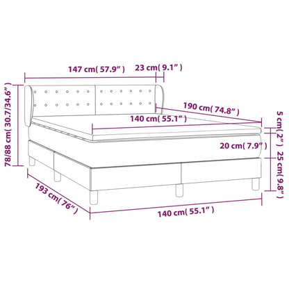 Giroletto a Molle con Materasso Marrone Scuro 140x190cm Tessuto | homemem39