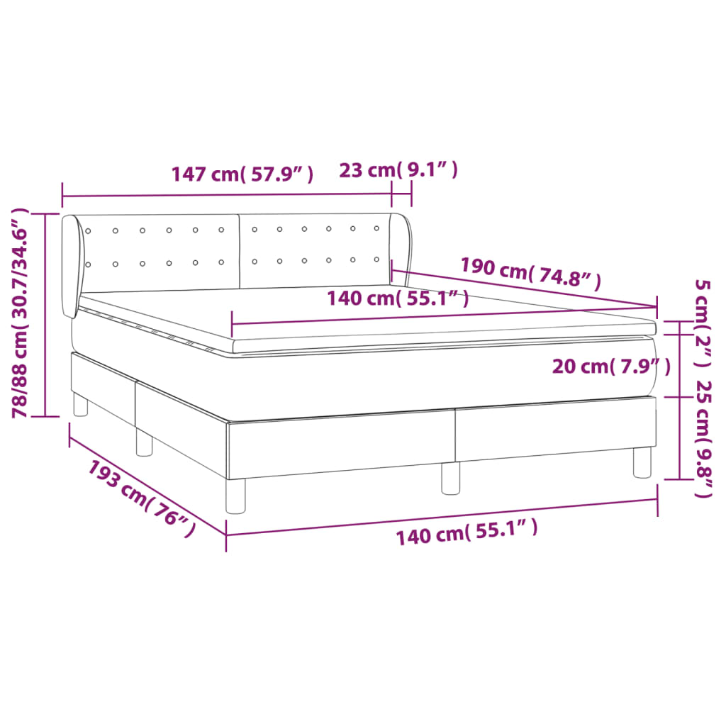 Giroletto a Molle con Materasso Tortora 140x190 cm in Tessuto | homemem39