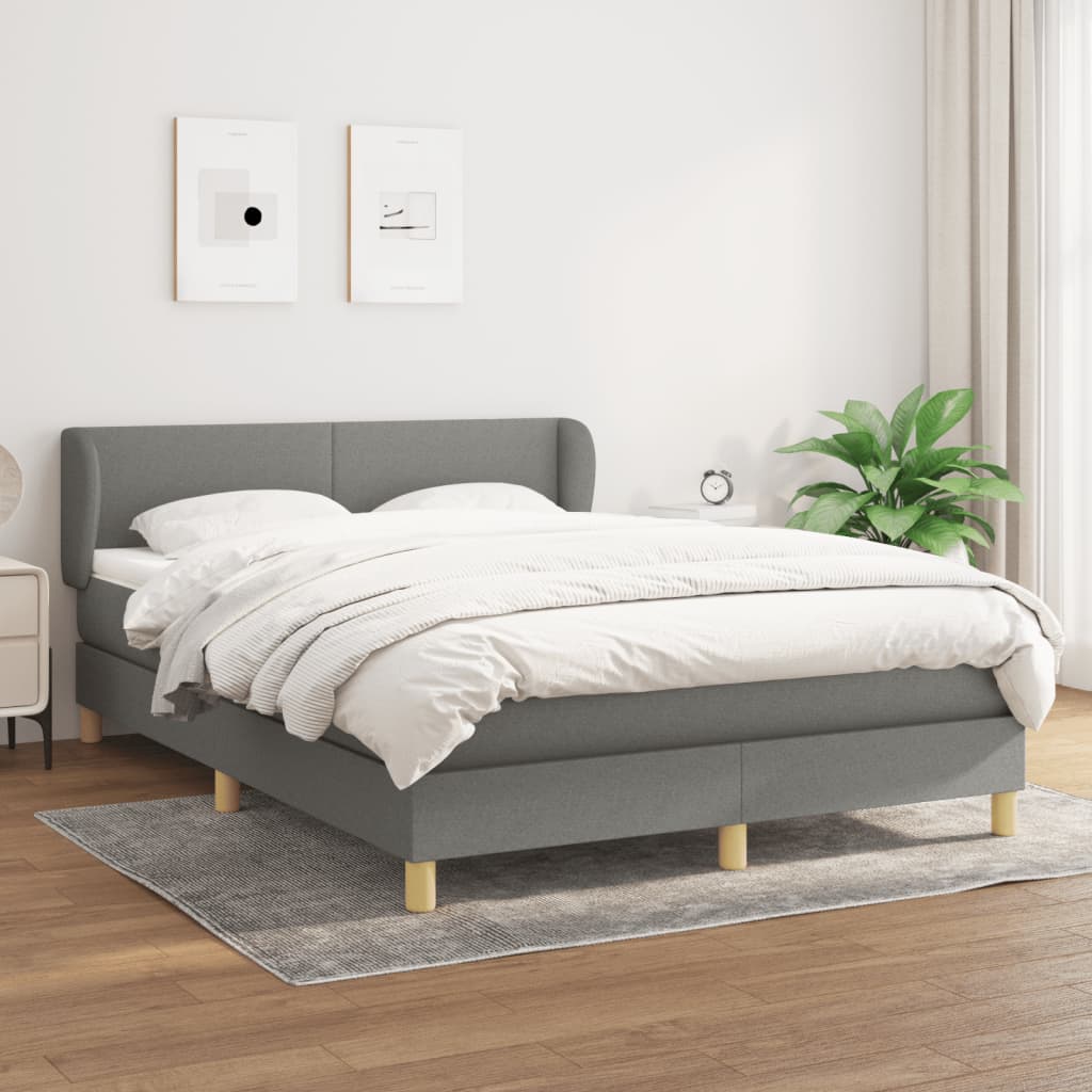 Giroletto a Molle con Materasso Grigio Scuro 140x190 cm Tessuto | homemem39