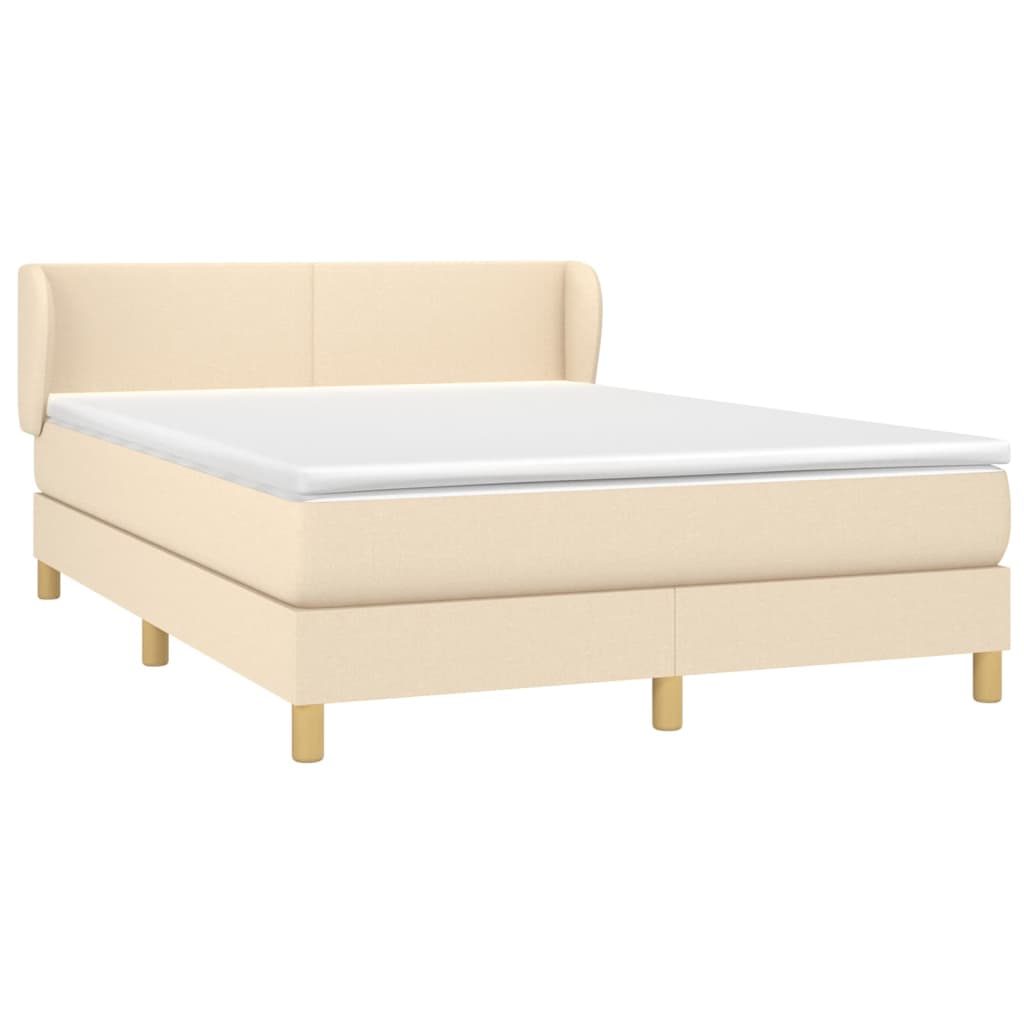 Giroletto a Molle con Materasso Crema 140x19 cm in Tessuto | homemem39