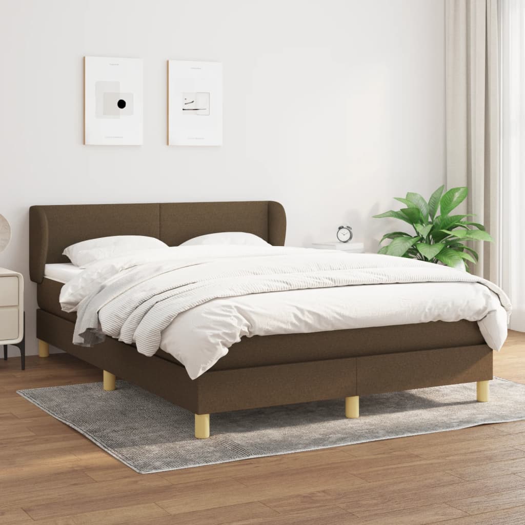 Giroletto a Molle con Materasso Marrone Scuro 140x200cm Tessuto | homemem39