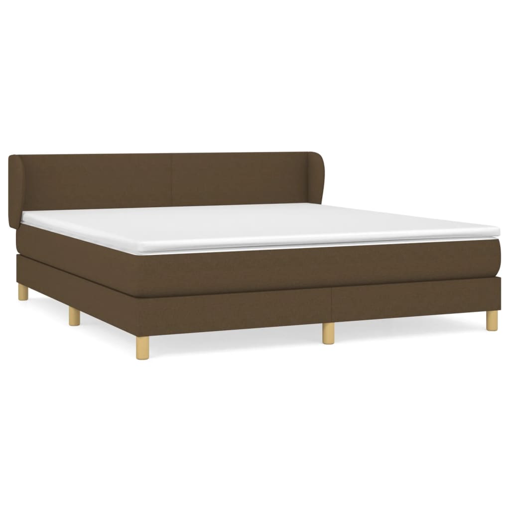Giroletto a Molle con Materasso Marrone Scuro 160x200cm Tessuto | homemem39