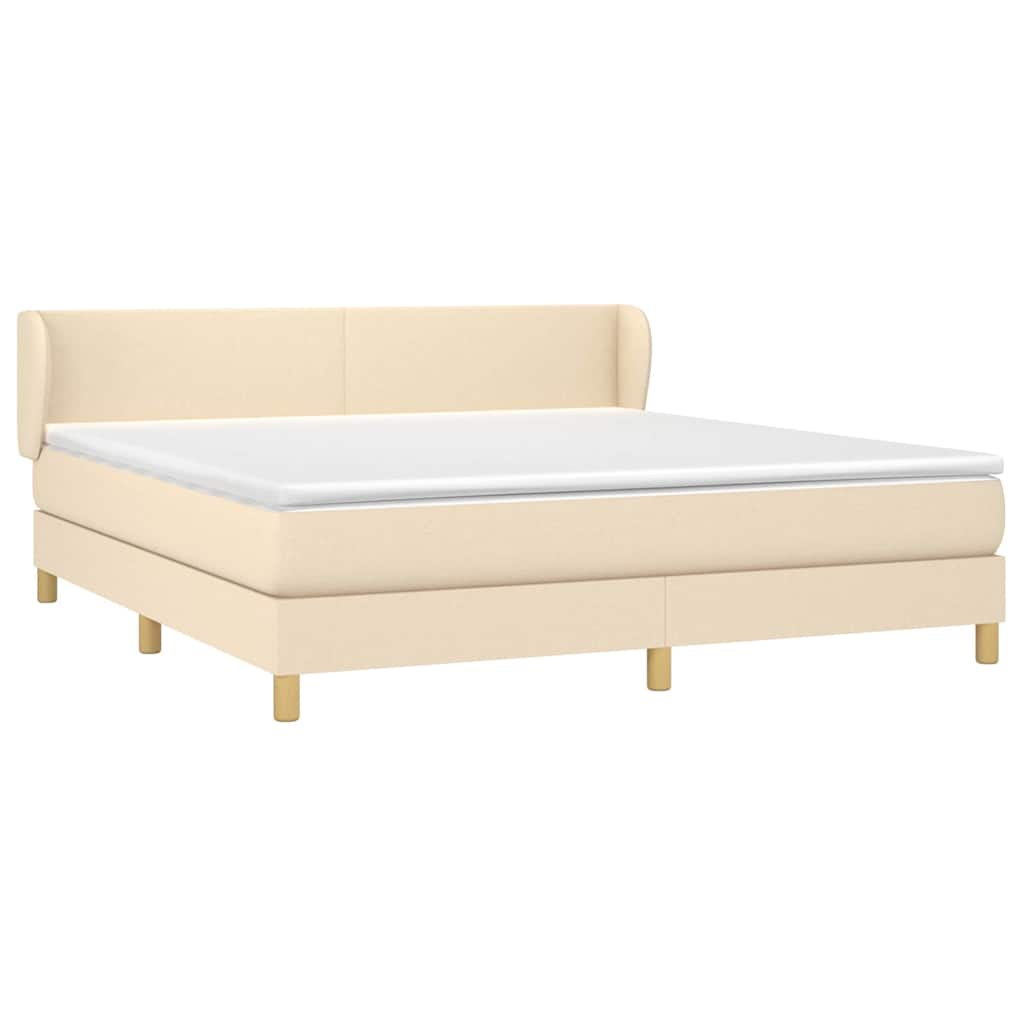 Giroletto a Molle con Materasso Crema 180x200 cm in Tessuto