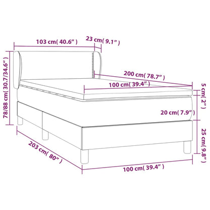 Giroletto a Molle con Materasso Grigio Chiaro100x200 cm Tessuto | homemem39