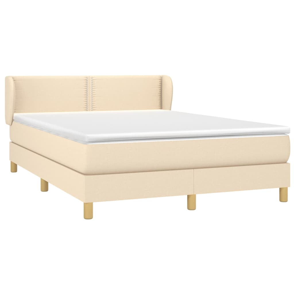 Giroletto a Molle con Materasso Crema 140x19 cm in Tessuto | homemem39