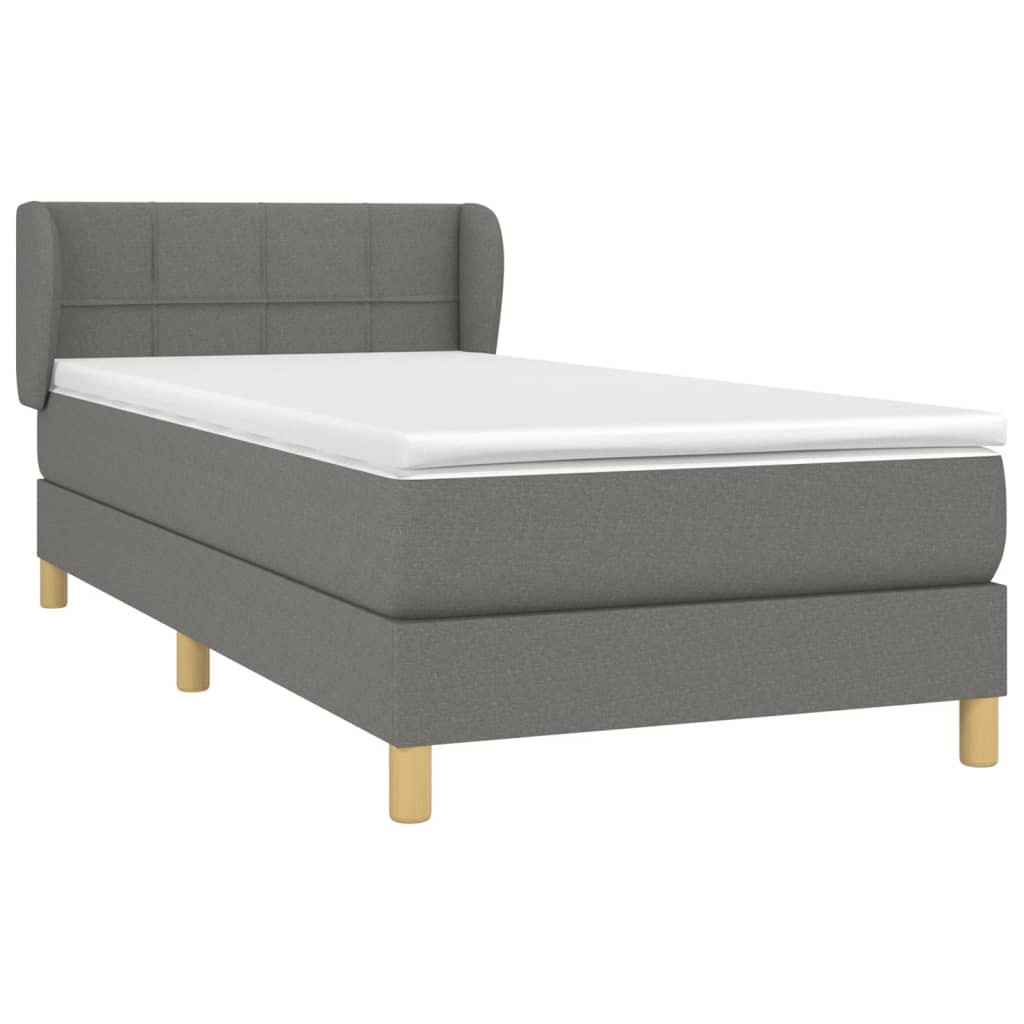 Giroletto a Molle con Materasso Grigio Scuro 100x200 cm Tessuto | homemem39