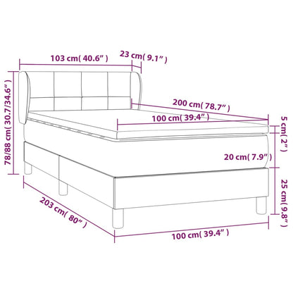 Giroletto a Molle con Materasso Grigio Scuro 100x200 cm Tessuto | homemem39