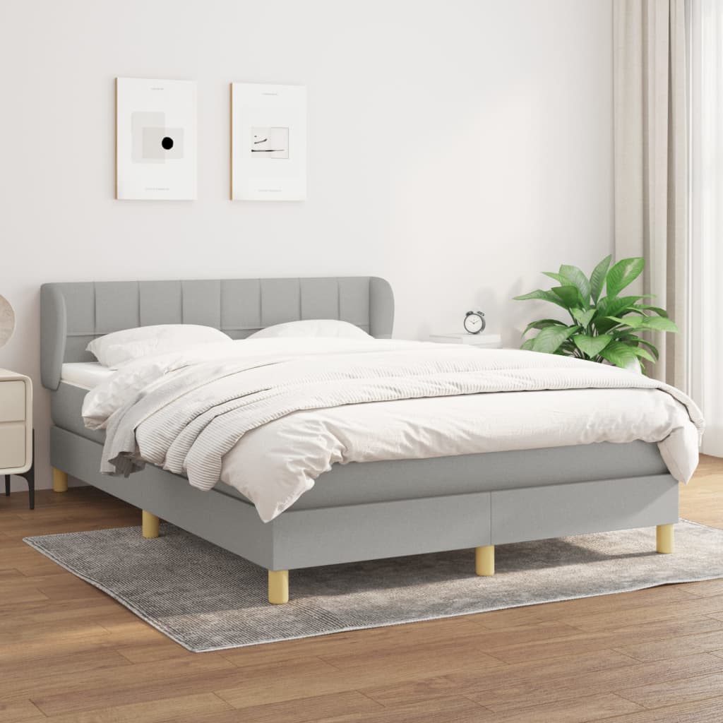 Giroletto a Molle con Materasso Grigio Chiaro 140x200cm Tessuto | homemem39