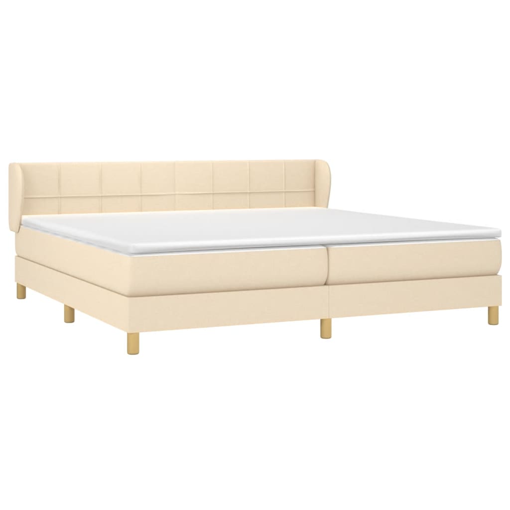 Giroletto a Molle con Materasso Crema 200x200 cm in Tessuto | homemem39