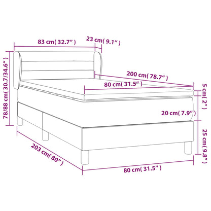 Giroletto a Molle con Materasso Nero 80x200 cm inTessuto | homemem39