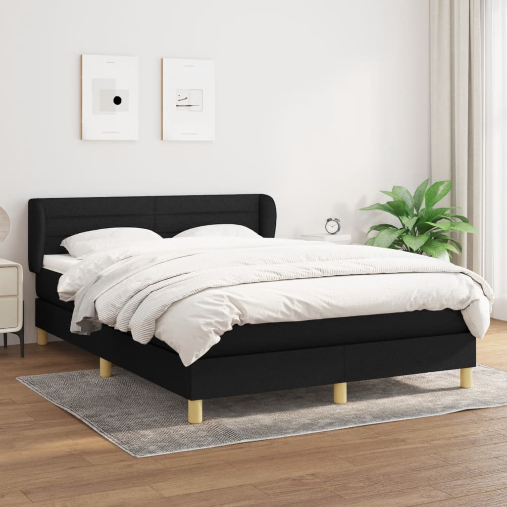 Giroletto a Molle con Materasso Nero 140x200 cm in Tessuto | homemem39