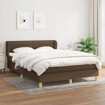 Giroletto a Molle con Materasso Marrone Scuro 140x200cm Tessuto | homemem39