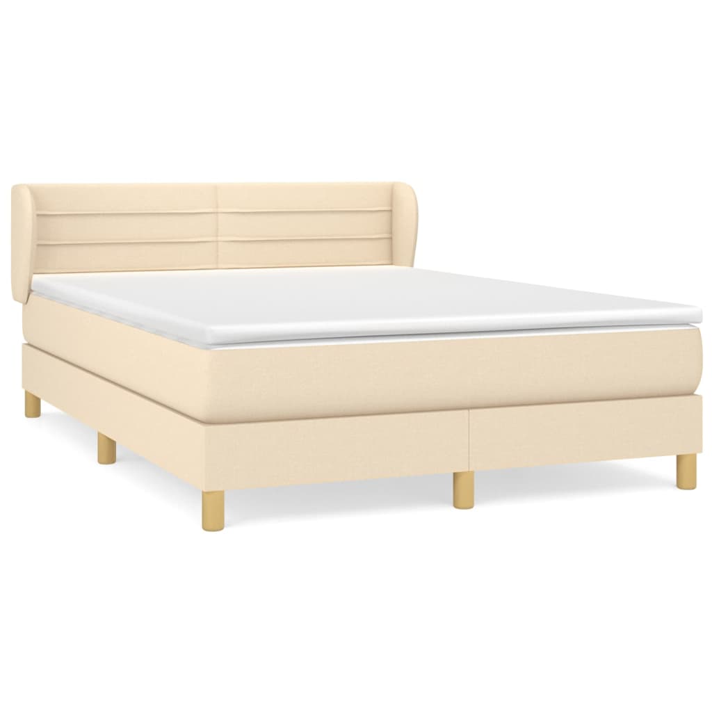 Giroletto a Molle con Materasso Crema 140x200 cm in Tessuto | homemem39
