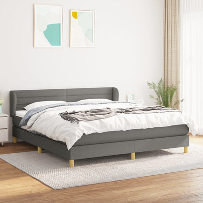 Giroletto a Molle con Materasso Grigio Scuro 160x200 cm Tessuto | homemem39