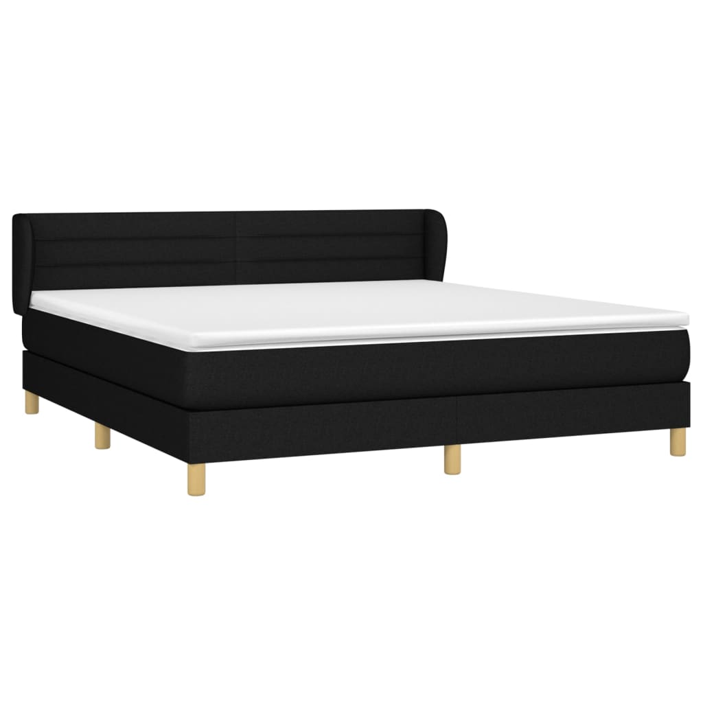Giroletto a Molle con Materasso Nero 160x200 cm in Tessuto | homemem39