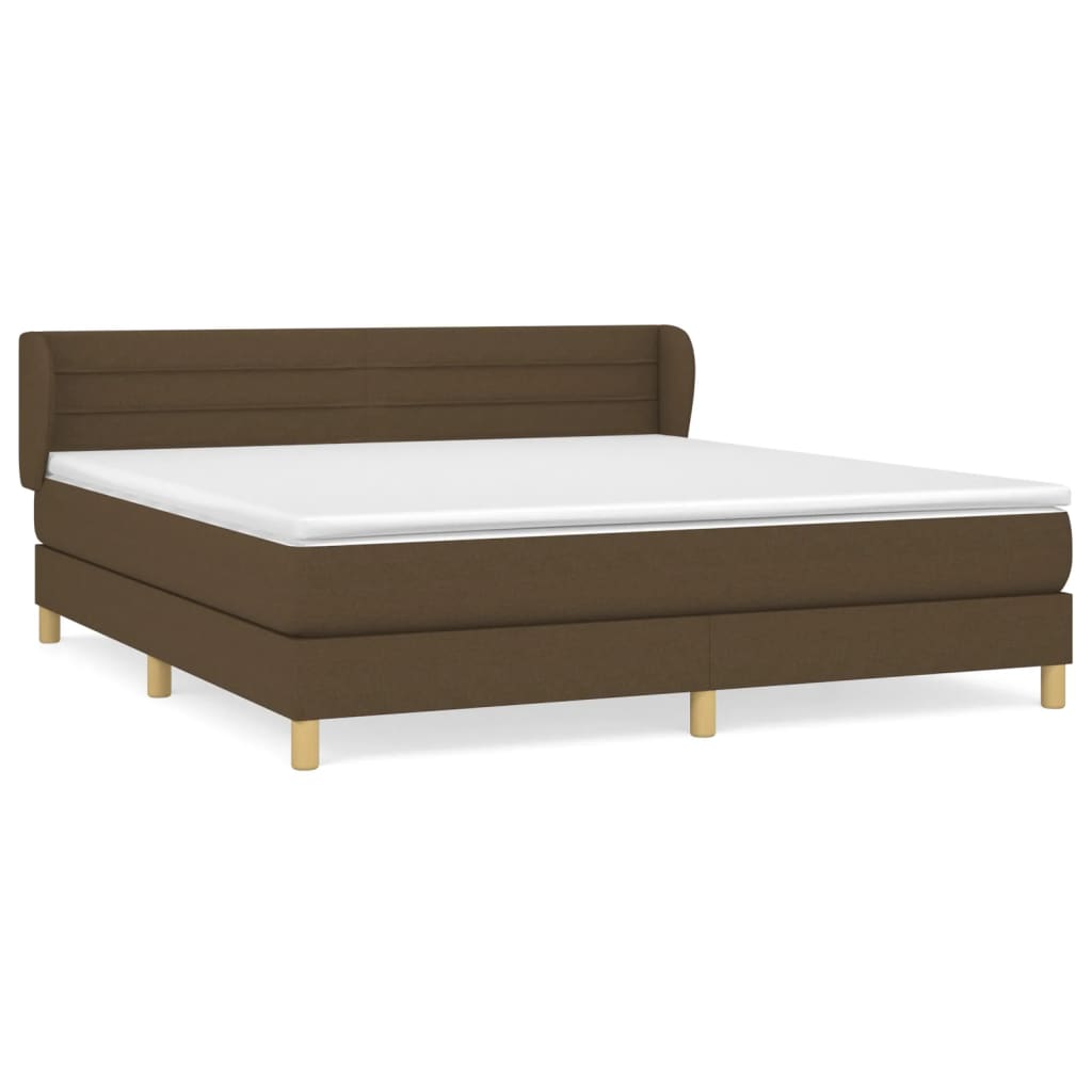 Giroletto a Molle con Materasso Marrone Scuro 160x200cm Tessuto | homemem39