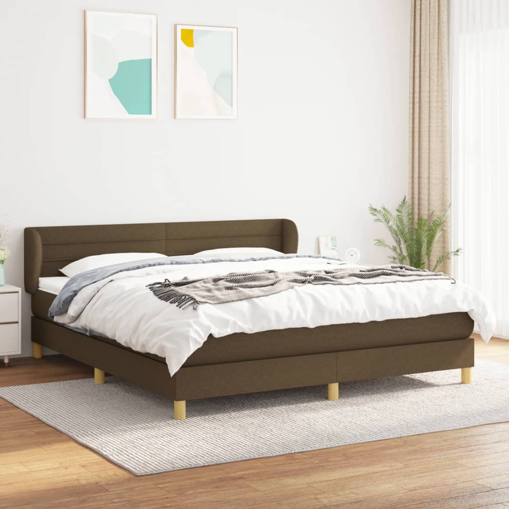 Giroletto a Molle con Materasso Marrone Scuro 160x200cm Tessuto | homemem39
