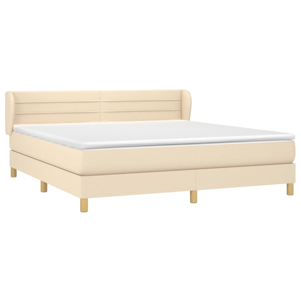 Giroletto a Molle con Materasso Crema 180x200 cm in Tessuto | homemem39