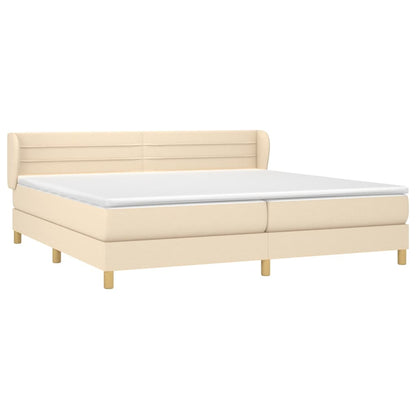 Giroletto a Molle con Materasso Crema 200x200 cm in Tessuto | homemem39