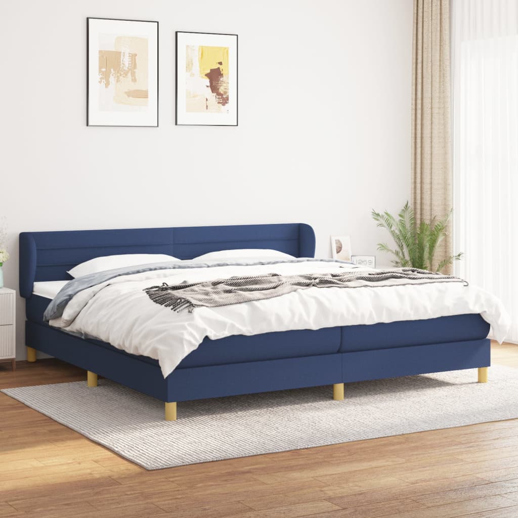 Giroletto a Molle con Materasso Blu 200x200 cm in Tessuto | homemem39