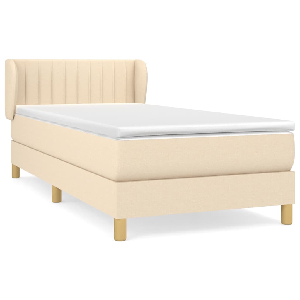 Giroletto a Molle con Materasso Crema 90x190 cm in Tessuto | homemem39