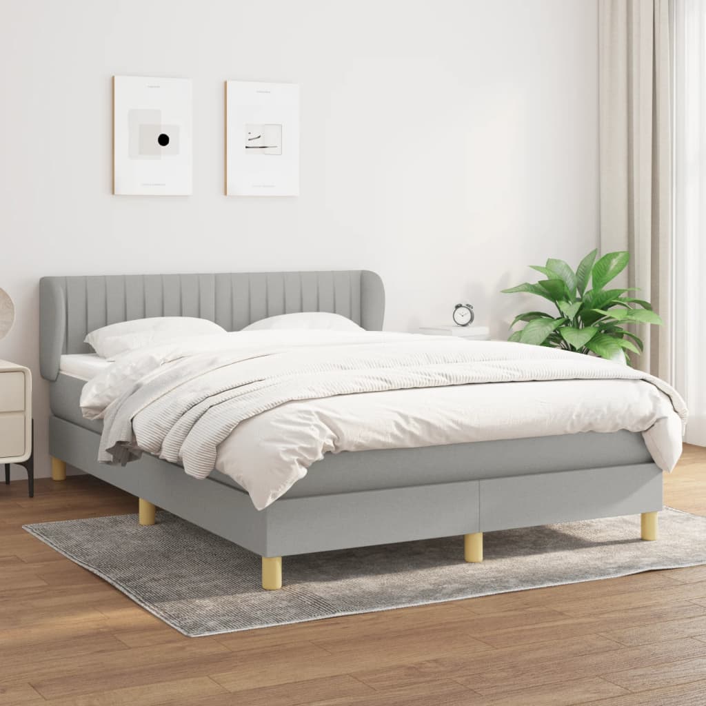 Giroletto a Molle con Materasso Grigio Chiaro 140x190cm Tessuto | homemem39