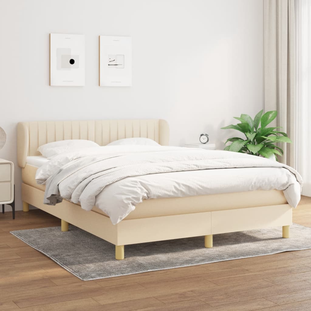 Giroletto a Molle con Materasso Crema 140x200 cm in Tessuto | homemem39