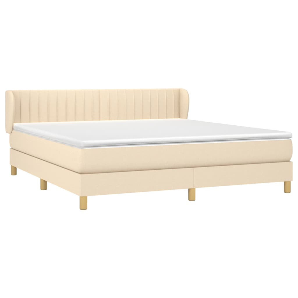 Giroletto a Molle con Materasso Crema 160x200 cm in Tessuto | homemem39