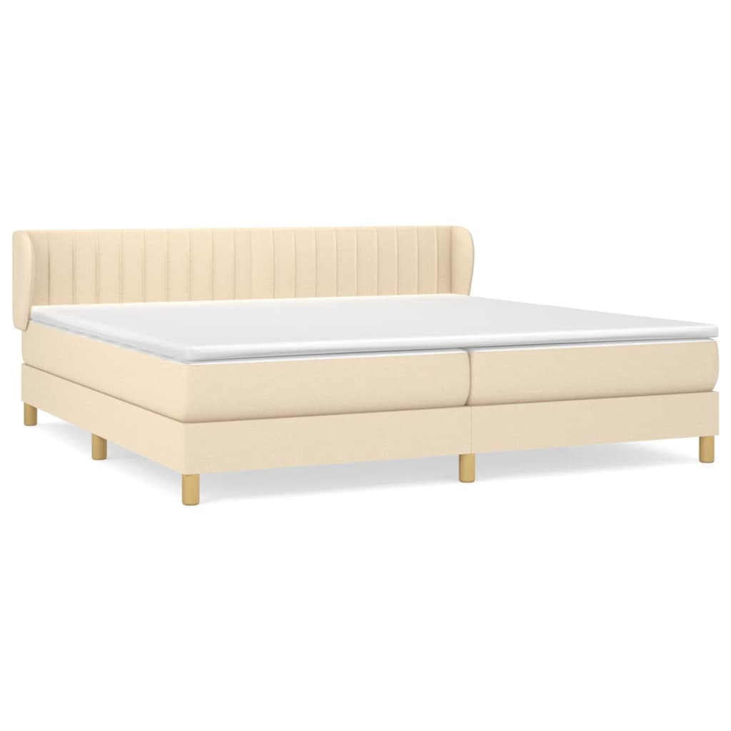 Giroletto a Molle con Materasso Crema 200x200 cm in Tessuto | homemem39
