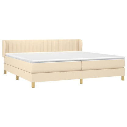 Giroletto a Molle con Materasso Crema 200x200 cm in Tessuto | homemem39