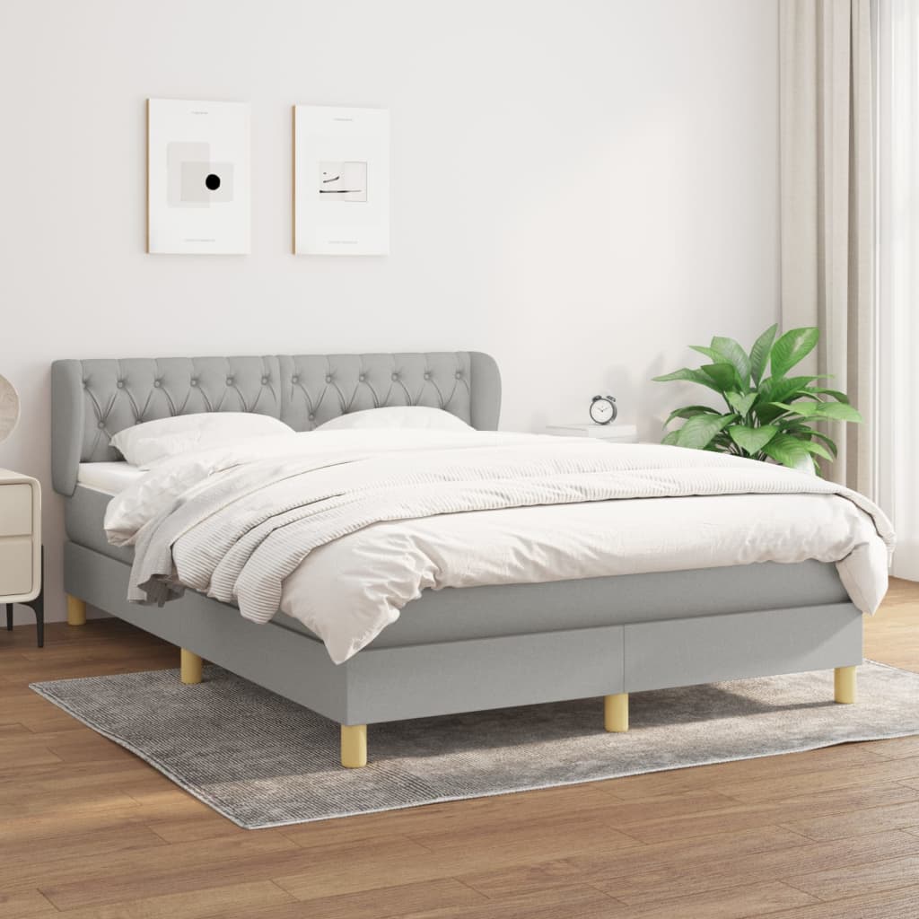 Giroletto a Molle con Materasso Grigio Chiaro 140x200cm Tessuto | homemem39